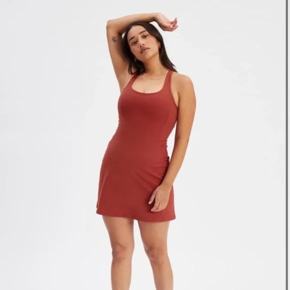 girlfriend collective Dresses & Skirts - Girlfriend Collective Racerback Paloma Workout Dress Built-in Shorts Size Large